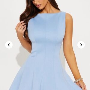 Fashion Nova Sky Blue Sleeveless Midi Dress